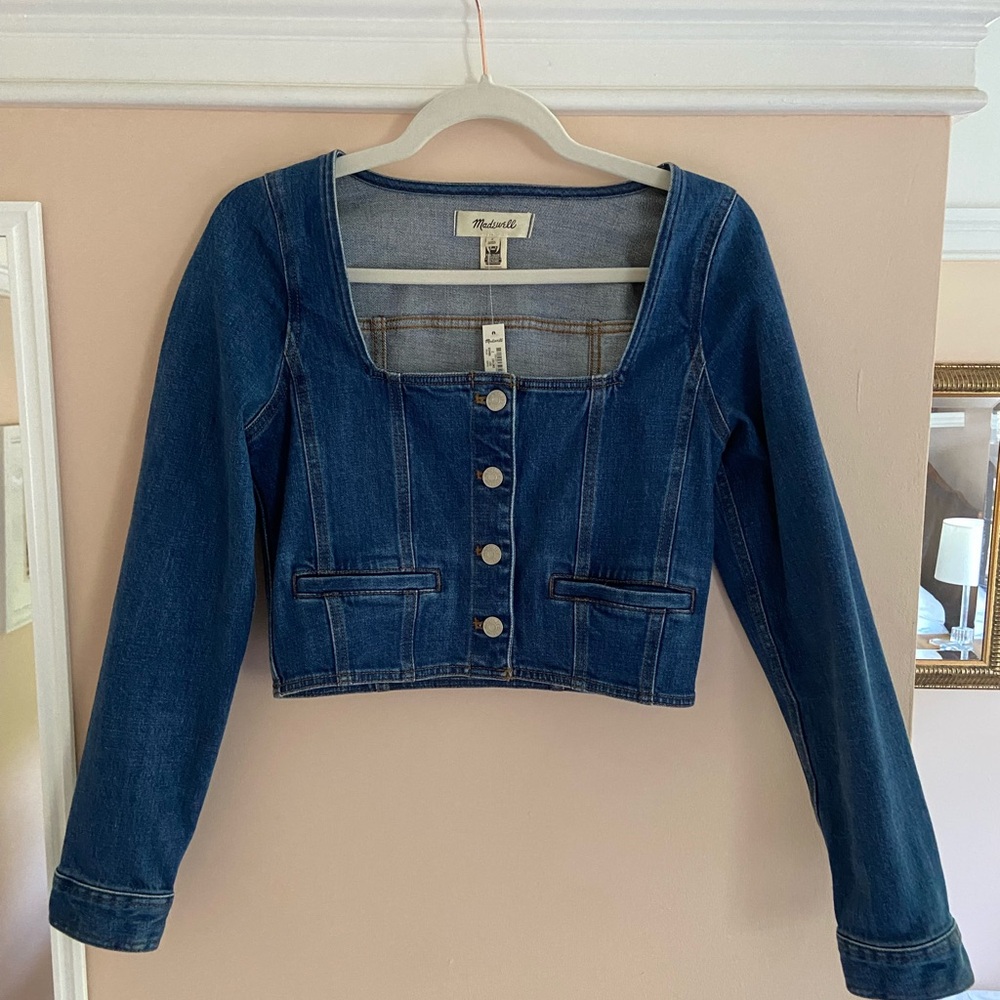 Madewell Denim Square Neck Top in Hallwood Wash: NWT! - Picture 3 of 8